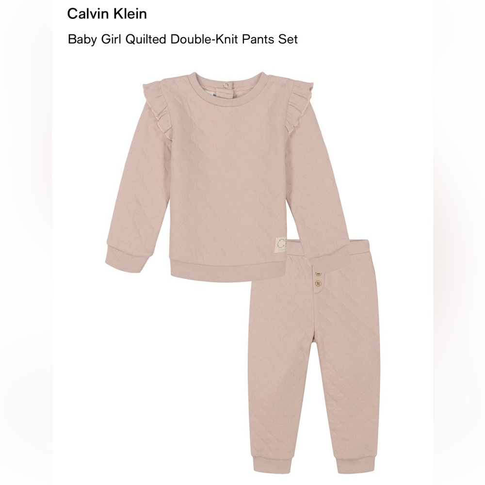 Calvin Klein Baby Girl Quilted matching  Set in Blush